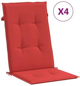 vidaXL Μαξιλάρια Καρέκλας Κήπου με Πλάτη 4 τεμ. Κόκκινα 120x50x3 εκ.