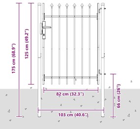 vidaXL Πύλη Φράχτη Γκρι 100 x 120 cm Χάλυβας με Επικάλυψη Πούδρας