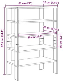 Ράφι παπουτσιών Λευκό 61x32x87,5 cm Κατασκευασμένο ξύλο - Λευκό