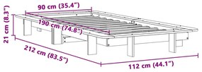 Σκελετός Κρεβατιού Χωρίς Στρώμα 90x190 εκ Μασίφ Ξύλο Πεύκου - Καφέ