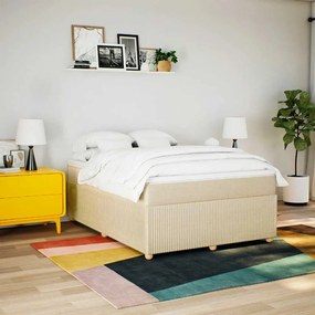 vidaXL Κρεβάτι Boxspring με Στρώμα Κρεμ 140x200 εκ. Υφασμάτινο