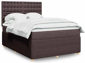 vidaXL Κρεβάτι Boxspring με Στρώμα Σκούρο Καφέ 140x200 εκ Υφασμάτινο