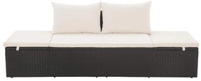 vidaXL Ξαπλώστρα - Κρεβάτι Κήπου Μαύρη 195 x 60 εκ. Συνθετικό Ρατάν
