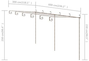 ΠΕΡΓΚΟΛΑ ΤΟΙΧΟΥ ΑΝΤΙΚΕ ΚΑΦΕ 6 X 3 X 2,5 Μ. ΣΙΔΕΡΕΝΙΑ 313999