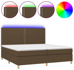 ΚΡΕΒΑΤΙ BOXSPRING ΜΕ ΣΤΡΩΜΑ &amp; LED ΣΚ.ΚΑΦΕ 200X200ΕΚ. ΥΦΑΣΜΑΤΙΝΟ 3135384