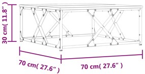 Τραπεζάκι Σαλονιού Καφέ Δρυς 70x70x30 εκ. Επεξεργασμένο Ξύλο - Καφέ