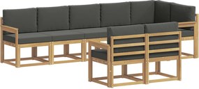 vidaXL Σειρά Καναπέ Εξωτερικού 8 pcs Άσπρο και Ανθρακί Πολυεστέρας