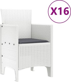 vidaXL Σετ Τραπεζαρίας Κήπου με Μαξιλάρια 17 τμχ. Λευκό PP