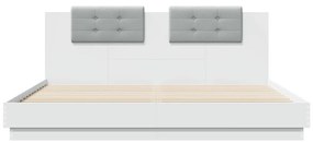 vidaXL Πλαίσιο Κρεβατιού με Κεφαλάρι Λευκό 200x200 εκ. Επεξ. Ξύλο