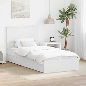 vidaXL Κρεβάτι Αποθήκης Λευκό 90 x 200 cm Επεξεργασμένο ξύλο