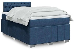 vidaXL Κρεβάτι Boxspring με Στρώμα Μπλε 120x200 εκ. Υφασμάτινο
