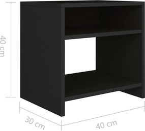 vidaXL Κομοδίνο Μαύρο 40 x 30 x 40 εκ. από Επεξ. Ξύλο
