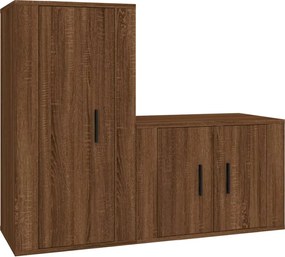 vidaXL Σετ Επίπλων Τηλεόρασης 2 Τεμαχίων Καφέ Δρυς Επεξεργασμένο Ξύλο