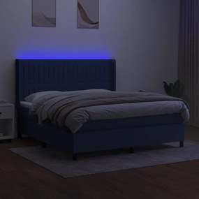 ΚΡΕΒΑΤΙ BOXSPRING ΜΕ ΣΤΡΩΜΑ &amp; LED ΜΠΛΕ 180X200 ΕΚ. ΥΦΑΣΜΑΤΙΝΟ 3138499