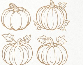 Σετ των 2 Intra απο ξύλο plywood 3mm-4mm πάχος – Πακέτο κολοκύθας, φθινοπωρινό περίγραμμα κολοκύθας Δίασταση 20x20 cm INTRAFABR-82434558