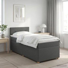 vidaXL Κρεβάτι box spring με στρώμα Σκούρο Γκρι 80 x 200 cm Ύφασμα