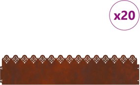 vidaXL Περιγράμματα γκαζόν 20 pcs 103 x 0,05 x 22 εκ Σκ rusty