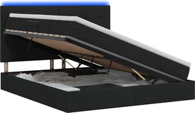 vidaXL LED Κρεβάτι αποθήκευσης με στρώμα Μαύρο 160 x 200 cm Ύφασμα