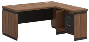 Reversible desk Oscar melamine in walnut-charcoal shade 220x105x76cm 220x105x76 εκ.