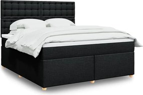 vidaXL Κρεβάτι Boxspring με Στρώμα Μαύρο 180x200 εκ. Υφασμάτινο