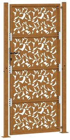 Πύλη κήπου 105x205 cm από χάλυβα με φύλλα καιρικές συνθήκες - Καφέ