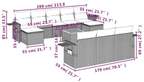 vidaXL Σαλόνι Κήπου Σετ 11 τεμ. Μπεζ Συνθετικό Ρατάν με Μαξιλάρια