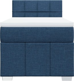 vidaXL Κρεβάτι Boxspring με Στρώμα Μπλε 90x200 εκ.Υφασμάτινο