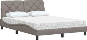 vidaXL Κρεβάτι με Στρώμα Taupe 140x190 εκ. Υφασμάτινο