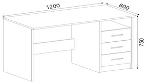 Γραφείο εργασίας Eldoris Megapap από μελαμίνη χρώμα sapphire oak 120x60x75εκ.