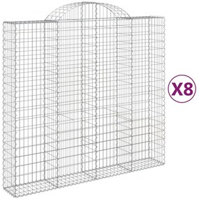 vidaXL Συρματοκιβώτια Τοξωτά 8 τεμ. 200x50x180/200 εκ. Γαλβαν. Ατσάλι