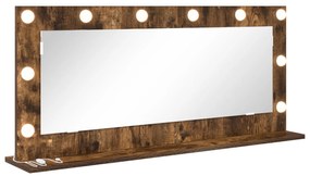 vidaXL καθρέφτης vanity  με φώτα LED καπνιστού δρυός 100x45x18 εκ.