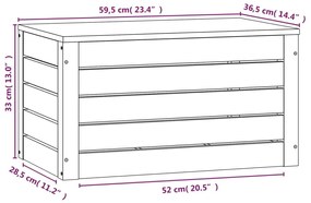 Κουτί Αποθήκευσης Καφέ Μελί 59,5x36,5x33 εκ. Μασίφ Ξύλο Πεύκου - Καφέ