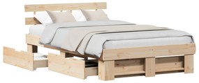 vidaXL Κρεβάτι με Συρτάρια 140x190 εκ Μασίφ ξύλο πεύκου