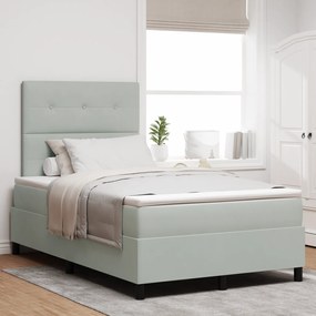 vidaXL Κρεβάτι Box Spring με Στρώμα & LED Φως Γκρι 120x190 εκ Βελούδο