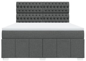 Κρεβάτι Boxspring με Στρώμα Σκούρο Γκρι 180x200 εκ Υφασμάτιν - Γκρι