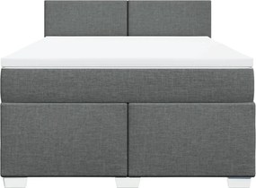 vidaXL Κρεβάτι Boxspring με Στρώμα Σκούρο Γκρι 140x200 εκ Υφασμάτινο