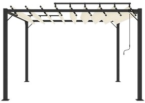 vidaXL Κιόσκι με Ανοιγόμενη Οροφή Κρεμ 3 x 3 μ. Ύφασμα και Αλουμίνιο