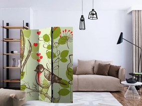 Διαχωριστικό με 3 τμήματα - Bird and lilies vintage pattern [Room Dividers]