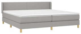 Κρεβάτι Boxspring με Στρώμα Ανοιχτό Γκρι 200x200 εκ. Υφασμάτινο - Γκρι