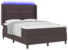 vidaXL Κρεβάτι με ελατήρια από τη  με στρώμα και LED, καφέ, 140 x 200 εκ., υφασμάτινο.