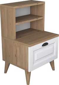 Κομοδίνο Καρυδί / Λευκό BROGRAL 45x40x74.4