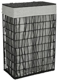 Καλάθι Απλύτων Nest 02-28077 37x22x55cm 2 Θέσεων Black Estia Fabric,Paper