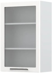 Ντουλάπι κρεμαστό Modena V9-60-1KS με βιτρίνα-Λευκό - Λευκό γυαλιστερό - 60.00Χ32.00Χ91.00cm