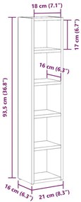 Ντουλάπια CD 2 τεμ. Καπν. Δρυς 21x16x93,5 εκ Επεξεργασμένο Ξύλο - Καφέ