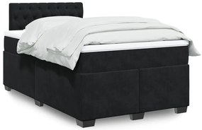 vidaXL Κρεβάτι Boxspring με Στρώμα Μαύρο 120 x 200 εκ. Βελούδινο