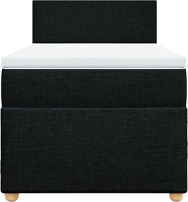 vidaXL Κρεβάτι Boxspring με Στρώμα Μαύρο Single Υφασμάτινα