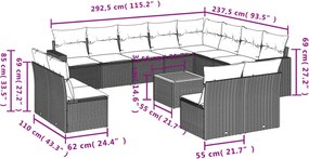vidaXL Σετ Καναπέ Κήπου 13τεμ Μπεζ Συνθ. Ρατάν με Μαξιλάρια