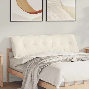 vidaXL Μαξιλάρι Πλάτης Κρεμ 160 x 50 cm Υφασμάτινο Κορντουρά
