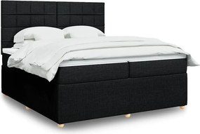 vidaXL Κρεβάτι Boxspring με Στρώμα Μαύρο 200x200 εκ. Υφασμάτινο