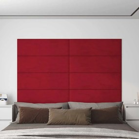 vidaXL Πάνελ Τοίχου 12 τεμ. μπορντό 90 x 30 εκ. 3,24 μ² Βελούδινα